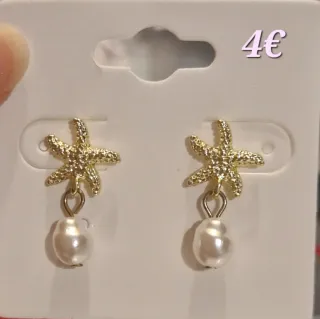 Pendientes estrella de mar con perla