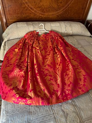 Falda Fallera Fucsia y Dorado