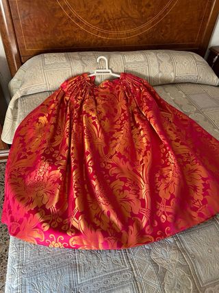 Falda Fallera Fucsia y Dorado