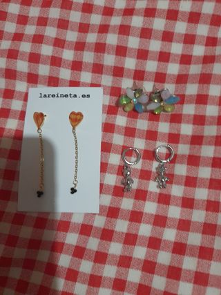 Lote de pendientes corazón y oso