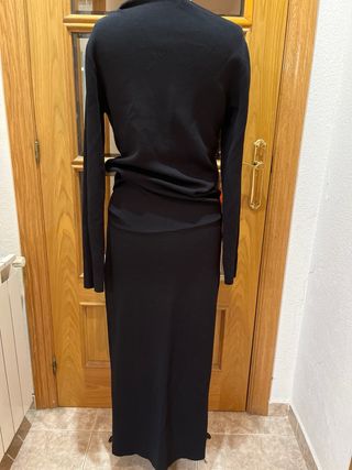 Vestido largo elástico negro Purificación García