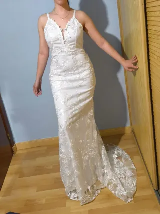 Vestido de Novia Blanco con Encaje