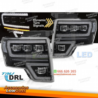 FAROS DELANTEROS FORD F150 MK12 08-14 LED NEGRO D