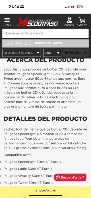 CDI Deslimitado Peugeot Speedfight Ludix Vivacity