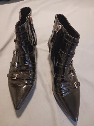 Botines Nine West Negros Charol Hebillas