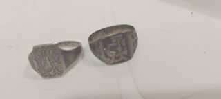 Lote 2 Anillos Plata Antiguos Grabados