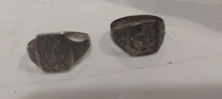 Lote 2 Anillos Plata Antiguos Grabados