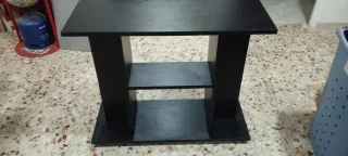 Mueble negro madera 2 estantes
