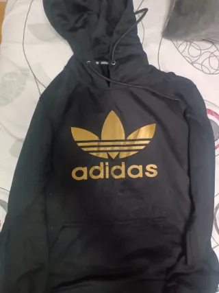 Sudadera Adidas Negra Logo Dorado Talla M