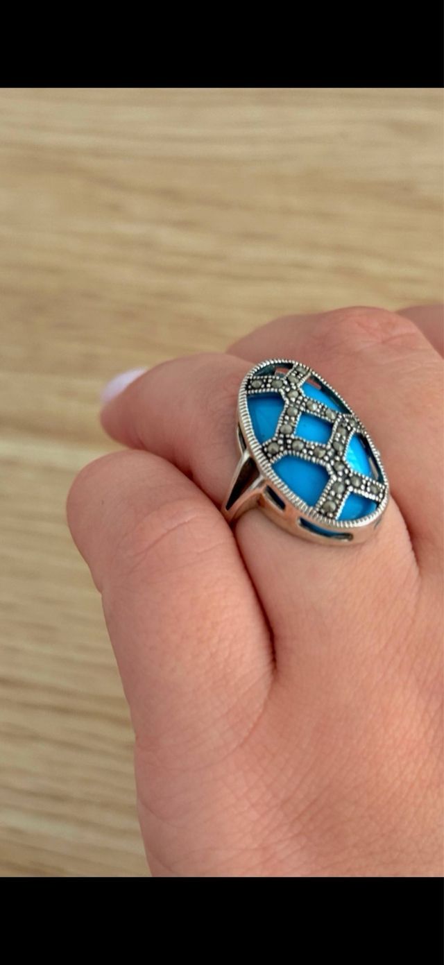 Anillo Plata Turquesa y Marquesita