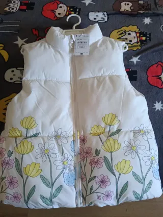 Chaleco Sfera niña flores blanco T 13