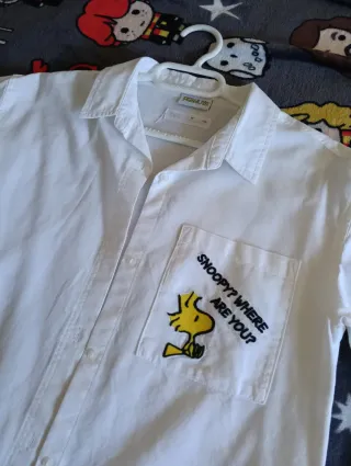 Camisa Zara Snoopy Blanca T.10