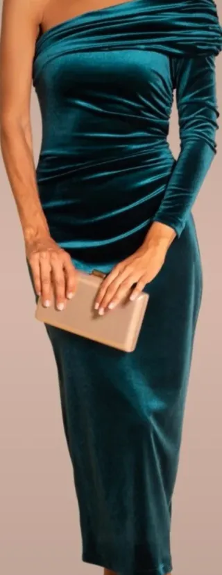 Vestido elegante verde azulado