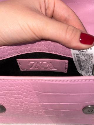 Bolso Zara Rosa Efecto Cocodrilo