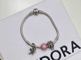 Pulsera Pandora Plata y Rosa con Charms