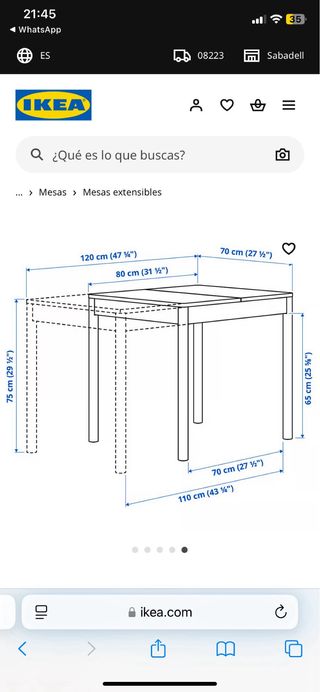 Mesa extensible Ikea blanca