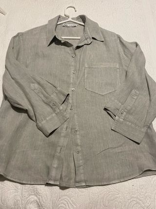 Camisa Lino Zara Beige