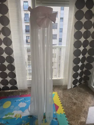 Dosel Cuna Blanco con Lazo Rosa