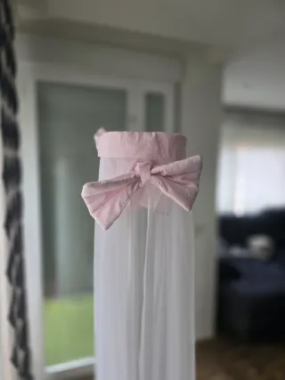 Dosel Cuna Blanco con Lazo Rosa