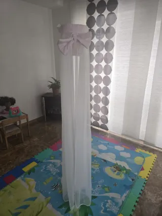 Dosel Cuna Blanco con Lazo Rosa