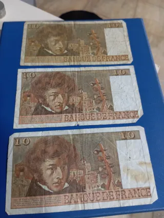 Lote 3 Billetes 10 Francos Franceses