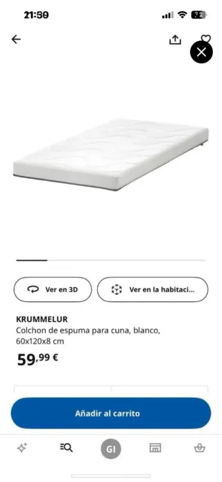 Cuna blanca casi nueva con el colchón