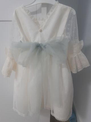 Vestido fiesta niña Little Kings blanco y verde