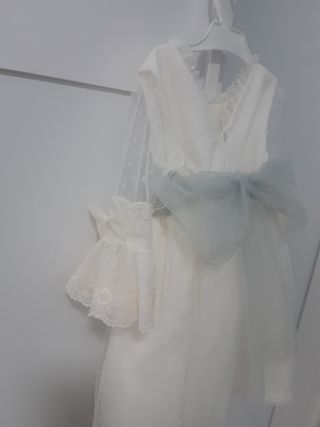 Vestido fiesta niña Little Kings blanco y verde