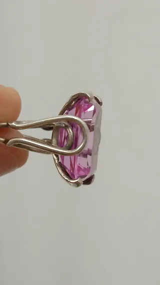 Gran Anillo Amatista Rosa y Plata Vintage 60's