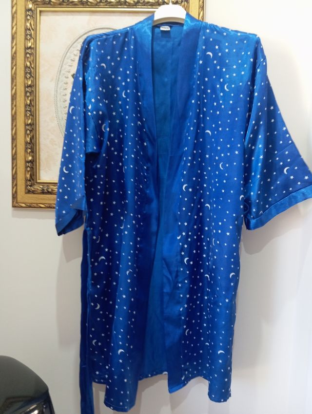Vestaglia donna blu con stelle e lune