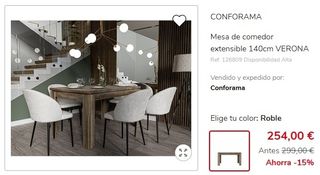Conjunto mesa extensible y 4 sillas comedor