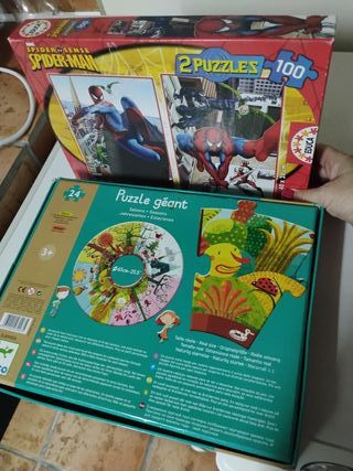 Lote 2 Puzzles Spiderman Educa + Djeco