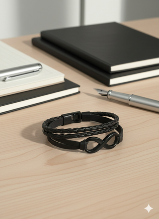 Bracciale Uomo Infinito Marrone in Vera Pelle 