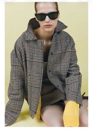 Chaqueta bomber lana Zara cuadros