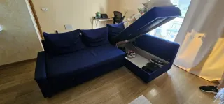 Sofá Chaiselongue Azul Reversible
