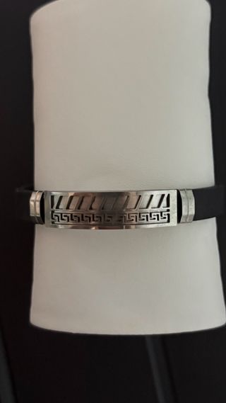 Pulsera de hombre negra y plateada