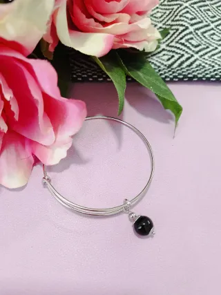 Bracciale rigido acciaio con su Coccu nero