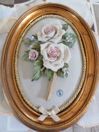 Piccolo quadro decorativo rose in ceramica