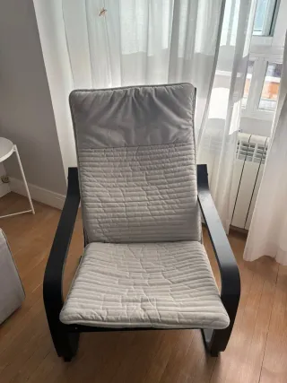 Sillón POÄNG Ikea Madera Oscura Funda Gris