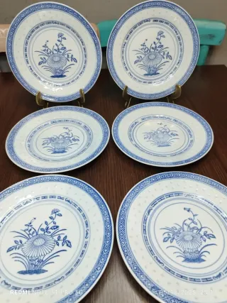 6 Platos postre Vintage Chinos Granos de arroz