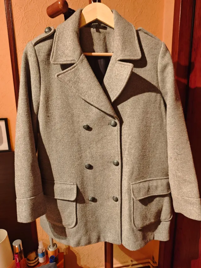 Abrigo Zara Gris Doble Botonadura