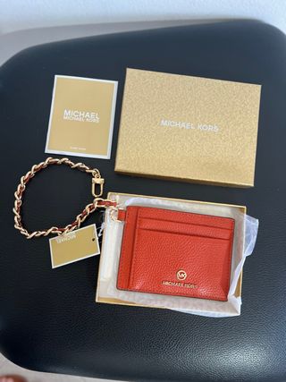Porta carte Michael Kors arancione con scatola