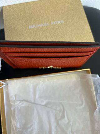 Porta carte Michael Kors arancione con scatola