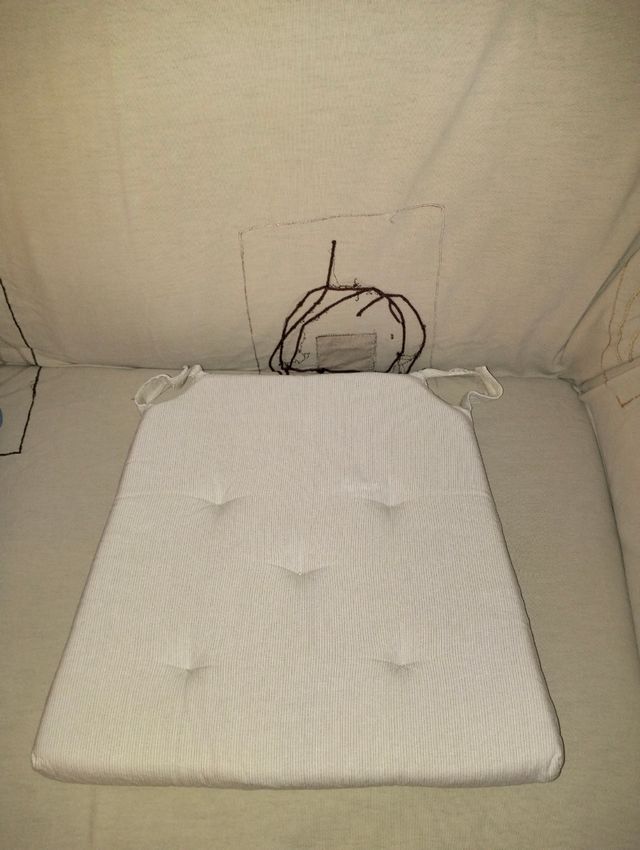 Cojines de silla de tela (beige y azul)