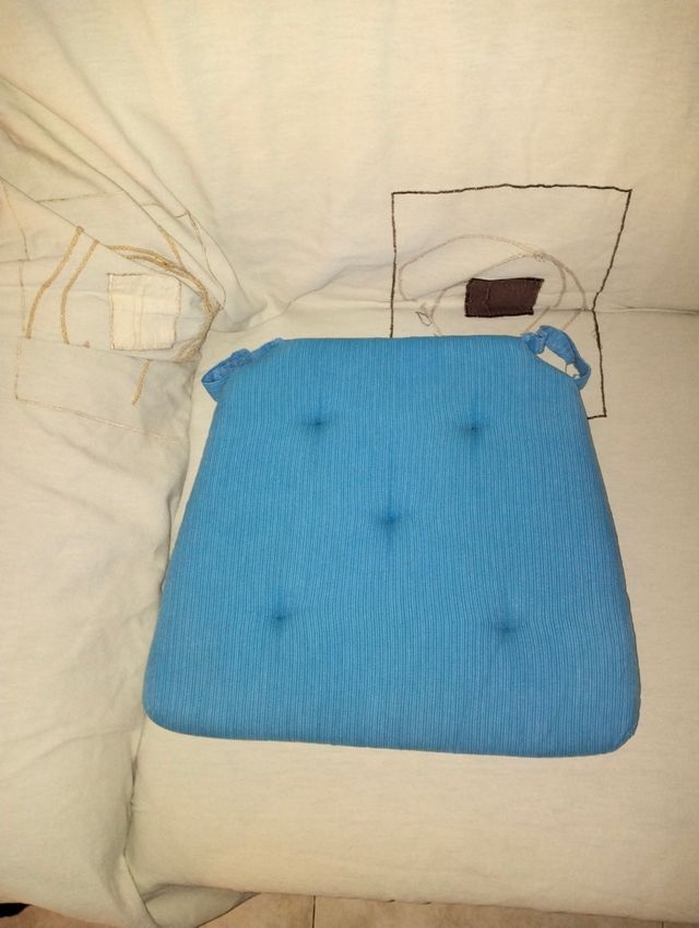 Cojines de silla de tela (beige y azul)