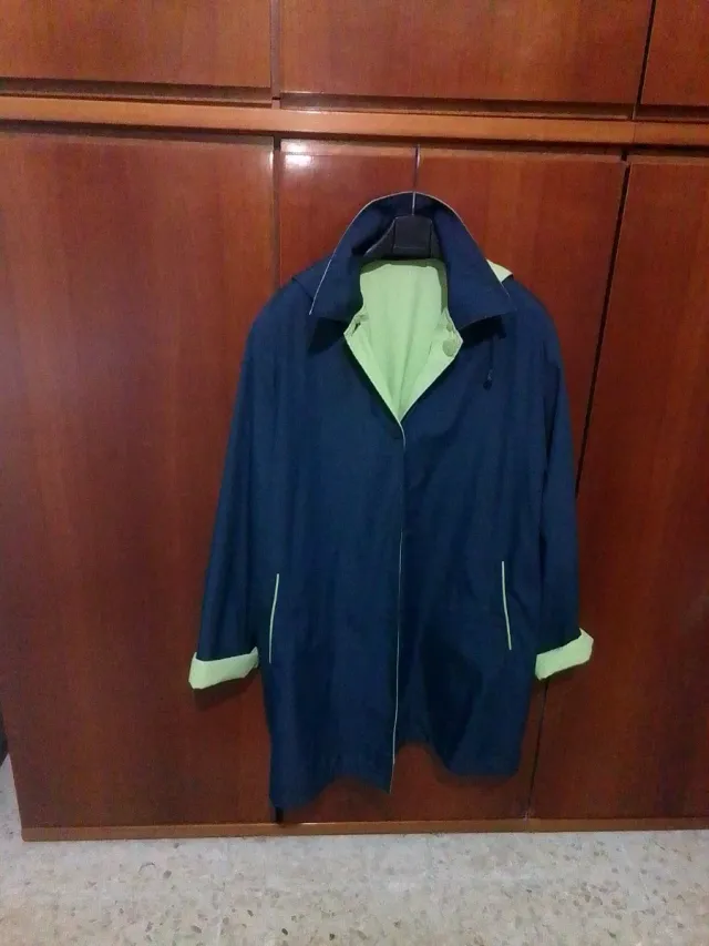Impermeabile donna due colori blu/verde