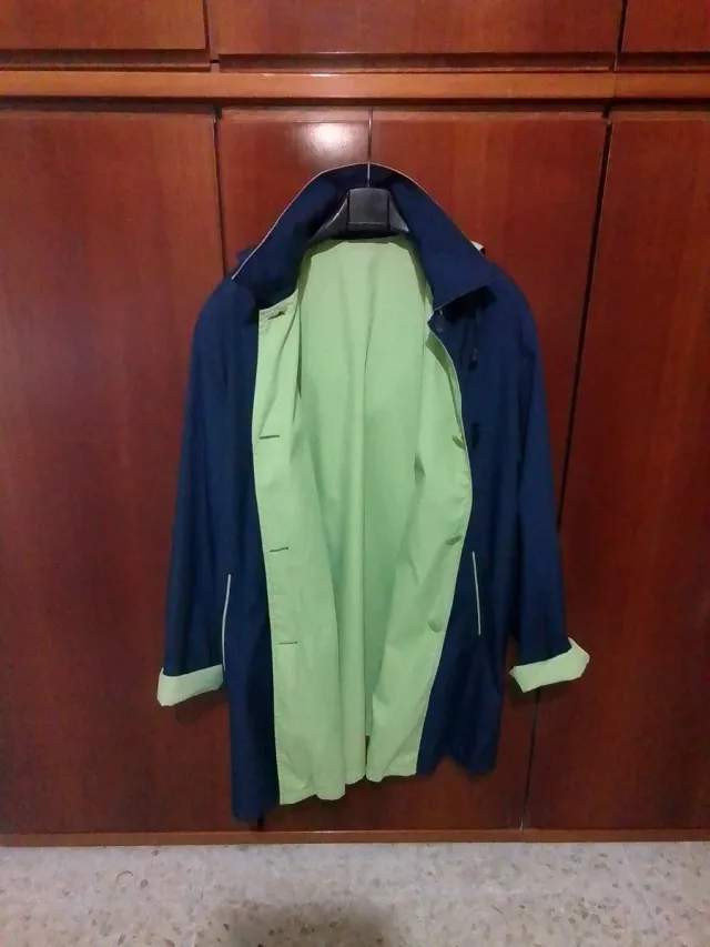 Impermeabile donna due colori blu/verde