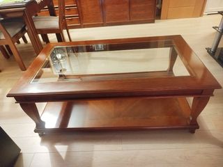 Mesa de centro madera maciza con cristal
