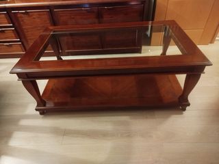 Mesa de centro madera maciza con cristal
