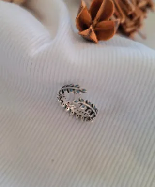 Anillo Plata Ley Hoja Turquesa Ajustable